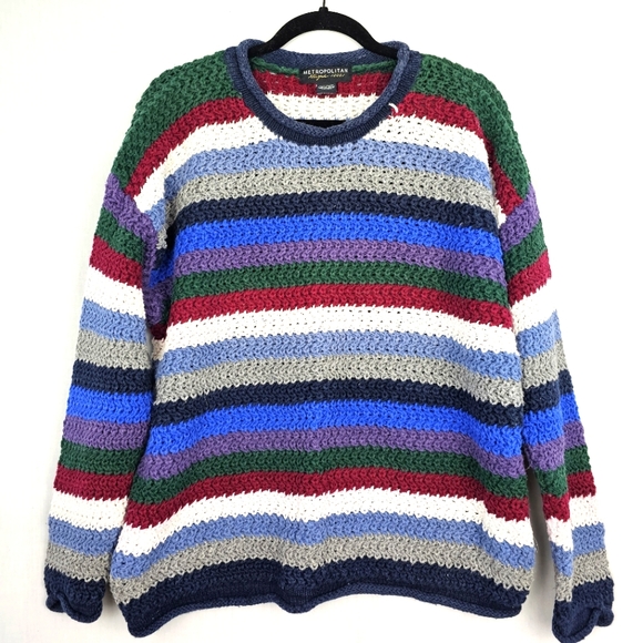 Metropolitan Other - Metropolitan New York 10001 Multicolor Striped Sweater Unisex Large